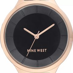 Женские черные часы-браслет с корпусом цвета розового золота Nine West