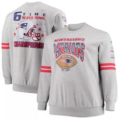 Мужской пуловер с принтом Mitchell &amp; Ness Heathered Grey New England Patriots Big &amp; Tall