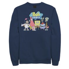 Мужские флисовые штаны Губка Боб Квадратные Штаны Bob Esponja Happy Group Shot Nickelodeon, синий