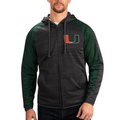 Мужская спортивная куртка Carl Banks Black Miami Hurricanes Neutral Zone реглан с молнией во всю длину спортивная куртка с капюшоном G-III