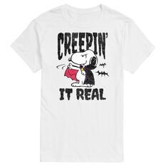 Футболка с рисунком Big &amp; Tall Peanuts Creepin&apos; It Real Licensed Character, белый