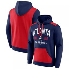 Мужской пуловер с капюшоном Atlanta Braves темно-синего/красного цвета с логотипом Fanatics