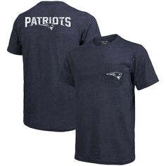 Футболка New England Patriots Threads с карманами Tri-Blend - Темно-синий с меланжевым отливом Majestic