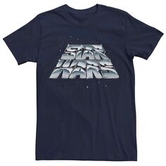 Мужская футболка с косым хромированным логотипом «Звездные войны», Синяя Star Wars, синий