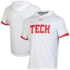 Мужская белая толстовка с капюшоном для стрельбы по баскетболу Texas Tech Red Raiders, футболка с регланами и производительностью Under Armour