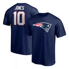 Мужская футболка с логотипом Mac Jones темно-синего цвета New England Patriots Player Icon Fanatics