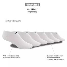 Набор из 6 прочных носков Big &amp; Tall с мягкой подкладкой для выступов adidas, черный