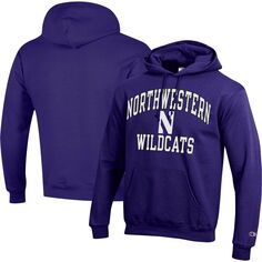 Мужской пуловер с капюшоном Northwestern Wildcats фиолетового цвета с высоким мотором Champion