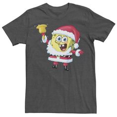 Мужская футболка с рисунком Санта-Клауса «Губка Боб Квадратные Штаны» Nickelodeon