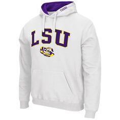 Мужской белый пуловер с капюшоном LSU Tigers Arch &amp; Logo 3.0 Colosseum