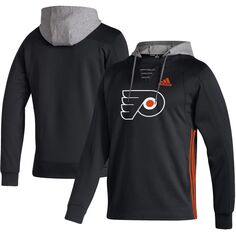 Мужской черный пуловер с капюшоном Philadelphia Flyers Skate Lace AEROREADY adidas