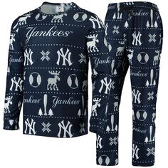 Мужской пижамный комплект FOCO темно-синего цвета New York Yankees Ugly Pajama Sleep Set