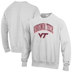 Мужской серый пуловер обратного переплетения Virginia Tech Hokies с аркой и логотипом Champion