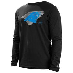 Мужская черная футболка с длинным рукавом Carolina Panthers State New Era