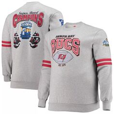 Мужской пуловер с принтом Mitchell &amp; Ness Heathered Grey Tampa Bay Buccaneers Big &amp; Tall со сплошным принтом