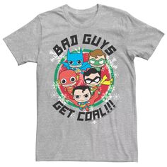 Мужская рождественская футболка DC Comics «Лига справедливости Bad Guys Get Coal» Licensed Character