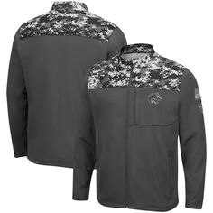 Мужская темно-серая куртка Boise State Broncos OHT Military Appreciation Digi Camo с молнией во всю длину Colosseum