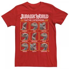 Мужская синяя футболка Jurassic World Two Raptor Expressions Licensed Character, красный