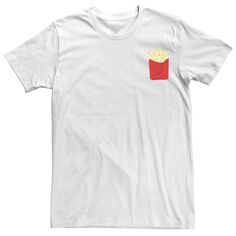 Мужская футболка с логотипом и графическим рисунком «Картофель фри» на левом нагрудном кармане Licensed Character, белый