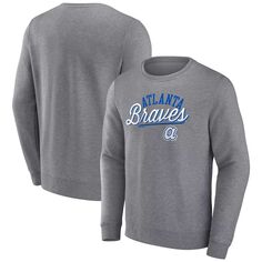 Мужской пуловер с логотипом Heather Grey Atlanta Braves Simplicity Fanatics