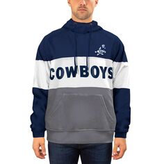 Мужской темно-синий/белый флисовый пуловер Joe в стиле ретро с капюшоном Dallas Cowboys New Era