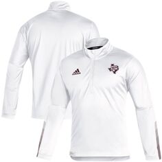Мужская белая куртка Texas A&amp;M Aggies 2021 Sideline Primeblue с молнией на четверть adidas