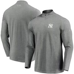 Мужской серый пуловер New York Yankees Passion Performance с застежкой-молнией в четверть цвета Under Armour