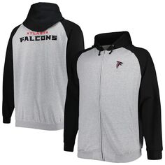 Мужская куртка Fanatics с логотипом Heather Grey Atlanta Falcons, флисовая куртка с капюшоном и молнией во всю длину реглан