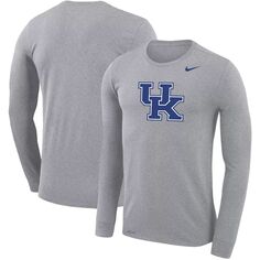 Мужская серая футболка Kentucky Wildcats School с логотипом Legend Performance с длинными рукавами Nike