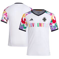 Мужская белая предматчевая футболка Vancouver Whitecaps FC 2023 Pride adidas