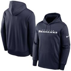 Мужской темно-синий пуловер с капюшоном Seattle Seahawks Fan Gear Wordmark Performance Nike