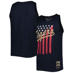 Мужская темно-синяя майка Mitchell &amp; Ness Detroit Tigers Cooperstown Collection Stars and Stripes