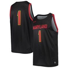 Мужская черная баскетбольная майка #1 Maryland Terrapins College Replica Under Armour