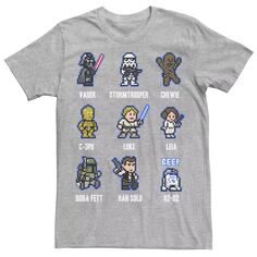 Мужская футболка с рисунком 8-битных персонажей Star Wars