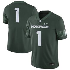 Мужское зеленое джерси №1 для футбольного матча Michigan State Spartans Nike