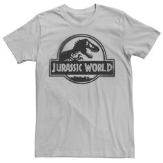 Мужская черная футболка с логотипом Two, окрашенная аэрозольной краской Jurassic World, серебристый