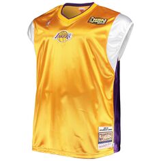Мужская рубашка Mitchell &amp; Ness золотистого/фиолетового цвета с v-образным вырезом для стрельбы на площадке Los Angeles Lakers Hardwood Classics Big &amp; Tall