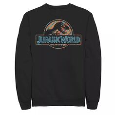 Мужской флисовый пуловер с геометрическим узором «Мир Юрского периода» и логотипом Licensed Character, черный