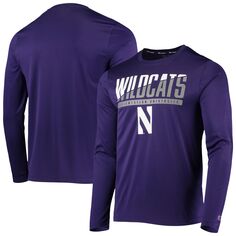 Мужская фиолетовая футболка с длинными рукавами и надписью Northwestern Wildcats Champion