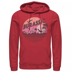 Мужской пуловер с пейзажным парком Юрского периода, розовый с градиентом и закатом Get Wild Jurassic World, красный