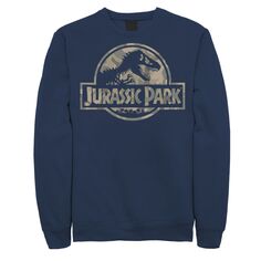 Мужской флисовый пуловер с логотипом «Парк Юрского периода» и графическим орнаментом Jurassic World, синий