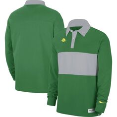 Мужская зеленая рубашка-поло в полоску с длинными рукавами Oregon Ducks Nike