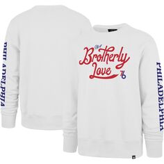 Мужской белый пуловер с двумя торфяными заголовками &apos;47 Philadelphia 76ers 2022/23 City Edition