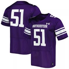 Мужская фиолетовая футболка Northwestern Wildcats Team № 51 с текстовой надписью, реплика футбольного джерси Under Armour