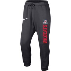 Мужские флисовые джоггеры с логотипом антрацитового цвета Arizona Wildcats Primary Club Nike