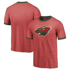 Мужская красная футболка с контрастными нитками Minnesota Wild Ringer Tri-Blend Majestic