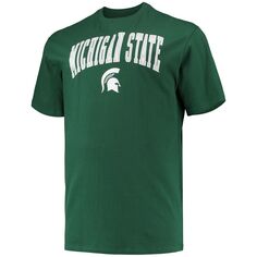 Мужская зеленая футболка с надписью Michigan State Spartans Big &amp; Tall Arch Champion