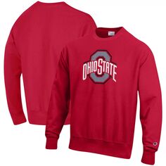 Мужской пуловер обратного плетения Scarlet Ohio State Buckeyes Vault с логотипом Champion