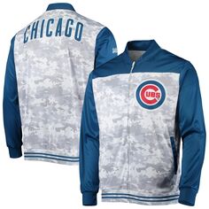 Мужская камуфляжная куртка с молнией во всю длину Royal Chicago Cubs Stitches