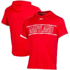 Мужская красная толстовка с капюшоном для стрельбы по баскетболу Maryland Terrapins реглан и футболка для выступлений Under Armour